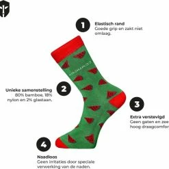 SQQUADD Bamboo Wear SQQUADD® Bamboe Sokken Dames En Heren - Unisex - Maat 47-50 - Naadloos En Duurzaam - Tegen Zweetvoeten - Bamboo - Groen/Rood -Exporteren beenmode winkel 550x534 6