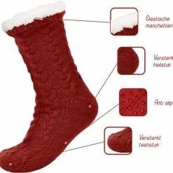 JAXY Huissokken - Huissokken Dames En Heren - Verwarmde Sokken - Anti Slip Sokken - Fleece Sokken - Dikke Sokken - Fluffy Sokken - Slofsokken - Warme Sokken - Bedsokken - Gevoerde Sokken - Winter Sokken - 2 Paar - Rood En Petrol -Exporteren beenmode winkel 550x536