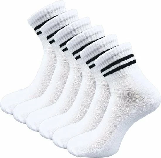 6 Paar Quarter Sneakersokken - SQOTTON - Wit-Zwart Gestreept - Maat 39-42 3 6 Paar Quarter Sneakersokken - SQOTTON - Wit-Zwart Gestreept - Maat 39-42