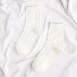 Merkloos Sokken - Wit - Ruches - Socks - Sokjes - Sneakers