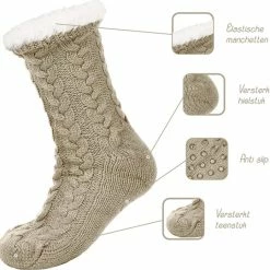 JAXY Huissokken - Huissokken Dames En Heren - Verwarmde Sokken - Anti Slip Sokken - Fleece Sokken - Dikke Sokken - Fluffy Sokken - Slofsokken - Warme Sokken - Bedsokken - Gevoerde Sokken - Winter Sokken - 2 Paar - Beige + Blauw -Exporteren beenmode winkel 550x540 3