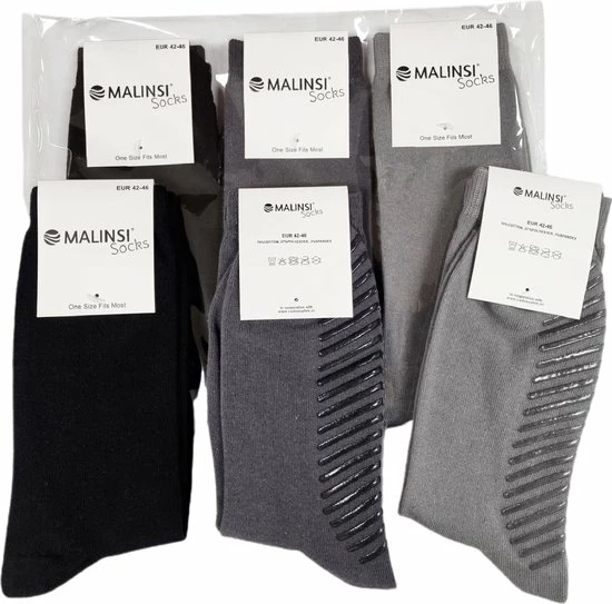 Malinsi Sokken Antislip 3-Pack - 3 Paar Donkere Kleuren Maat 42-46 - Huissokken Dames En Heren Anti Slip 6 Malinsi Sokken Antislip 3-Pack - 3 Paar Donkere Kleuren Maat 42-46 - Huissokken Dames En Heren Anti Slip - Afbeelding 4