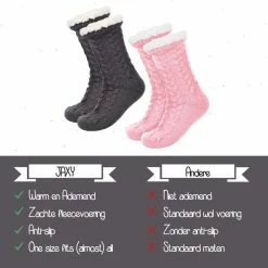 JAXY Huissokken - Huissokken Dames En Heren - Verwarmde Sokken - Anti Slip Sokken - Fleece Sokken - Dikke Sokken - Fluffy Sokken - Slofsokken - Warme Sokken - Bedsokken - Gevoerde Sokken - Winter Sokken - 2 Paar - Roze + Grijs -Exporteren beenmode winkel 550x545 2