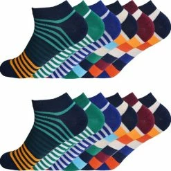 Merkloos Enkelsokken Unisex - Strepen - 12-pack - Maat 43-46 | Multi-pack Korte Sokken