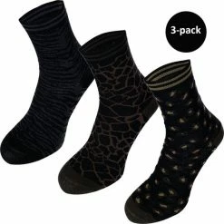 Merkloos Rameli Dames Sokken Dieren Print - Zonder Voelbare Teennaad - 3-pack - Bruin/Zwart - Maat 36-41