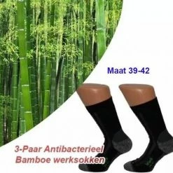 Boru Bamboo 3-Paar Antibacterieel Bamboe Werksokken | Maat 39-42