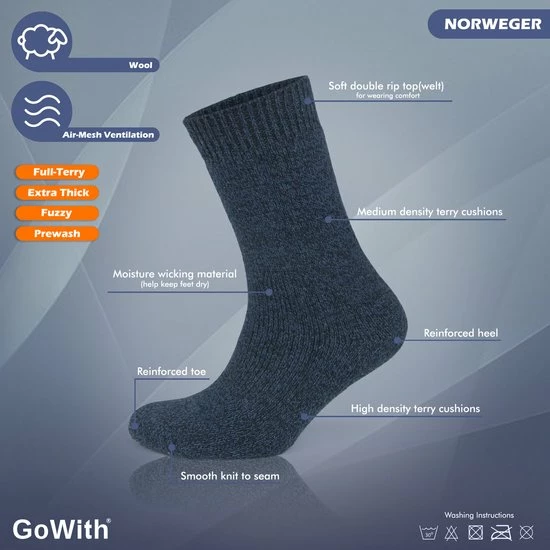 GoWith - Wollen Sokken - Noorse Sokken - 3 Paar - Wintersokken - Thermosokken - Huissokken - Dames Sokken - Maat 35-38 7 GoWith - Wollen Sokken - Noorse Sokken - 3 Paar - Wintersokken - Thermosokken - Huissokken - Dames Sokken - Maat 35-38 - Afbeelding 5