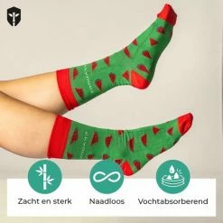 SQQUADD Bamboo Wear SQQUADD® Bamboe Sokken Dames En Heren - Unisex - Maat 47-50 - Naadloos En Duurzaam - Tegen Zweetvoeten - Bamboo - Groen/Rood -Exporteren beenmode winkel 550x550 169