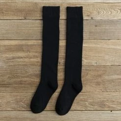 Merkloos 2 Paar Lange Sokken Dames Zwart Gevoerd | Wintersokken | 100% Katoen | Maat 36-39 | Kniekousen -Exporteren beenmode winkel 550x550 19