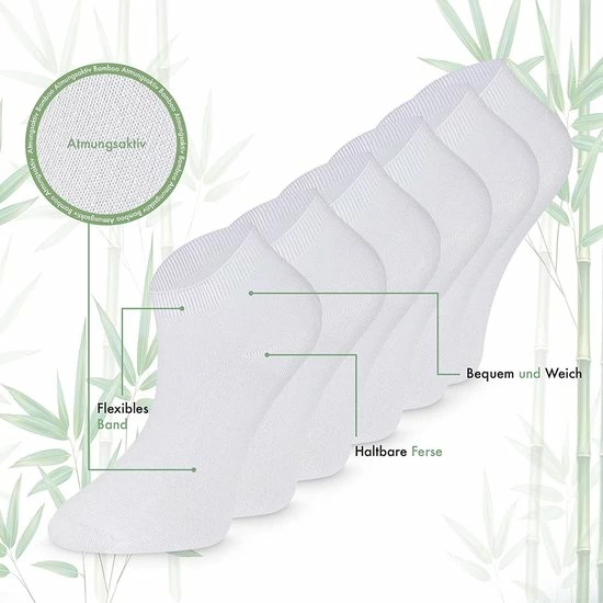 Merkloos Bamboe Sokken, Sneaker Sokken, Dames En Heren, Kort, Antibacterieel, 6 Paar, 43-46, Wit 3 Merkloos Bamboe Sokken, Sneaker Sokken, Dames En Heren, Kort, Antibacterieel, 6 Paar, 43-46, Wit