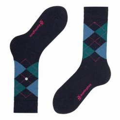 Burlington Marylebone Damessokken - Wol - Marine Blauw Met Blauw En Groen - Maat: 36-41 -Exporteren beenmode winkel 550x550 51