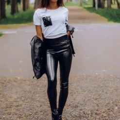 Merkloos Thermolegging - Legging Dames Volwassenen - Winter Warm - Leather Leggings - 4XL -Exporteren beenmode winkel 550x550 66