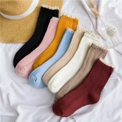 Merkloos Sokken - Wit - Ruches - Socks - Sokjes - Sneakers -Exporteren beenmode winkel 550x550 73