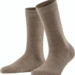 FALKE Softmerino Dik Halfhoog Comfortabel Zonder Motief Zacht Winter Warm Ondoorzichtig Merinowol Katoen Bruin Dames Sokken - Maat 35-36