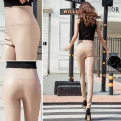 Merkloos Lederlook Leggings- Legging Dames - Legging Lederlook - Legging Meisje - Legging Dames Volwassenen - Legging Dames Leather - High-Waist Dames Hoge Taille - Leggings - Push-Up - Up-Fit- Maat S-M -Exporteren beenmode winkel 550x578