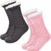 JAXY Huissokken - Huissokken Dames En Heren - Verwarmde Sokken - Anti Slip Sokken - Fleece Sokken - Dikke Sokken - Fluffy Sokken - Slofsokken - Warme Sokken - Bedsokken - Gevoerde Sokken - Winter Sokken - 2 Paar - Roze + Grijs -Exporteren beenmode winkel 550x579