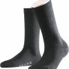 FALKE Softmerino Dik Halfhoog Comfortabel Zonder Motief Zacht Winter Warm Ondoorzichtig Merinowol Katoen Grijs Dames Sokken - Maat 39-40