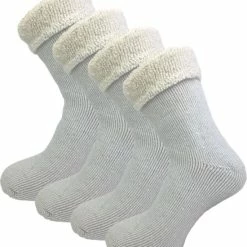 SQOTTON 4 Paar Merinowollen Huissokken - Blauw - Maat 43-46