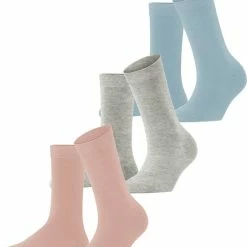 Esprit Solid Mix 3 Pack Verstevigde Damessokken Zonder Patroon Ademend Dun Eenkleurig Eco-vriendelijk Organisch Duurzaam Katoen Lyocell Multipack Veelkleurig Dames Sokken - Maat 39-42