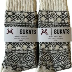 Sukats® Huissokken - Homesocks - 2 Paar - Maat 39-42 - Wit - Wol - Warm - Winter