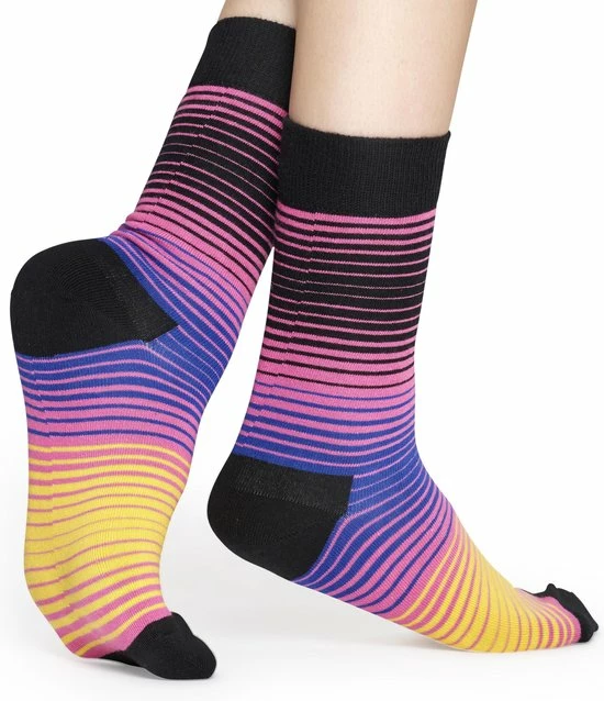 Happy Socks Sokken Stripe Zwart Roze Geel Blauw Unisex - Maat 36-40 5 Happy Socks Sokken Stripe Zwart Roze Geel Blauw Unisex - Maat 36-40 - Afbeelding 3