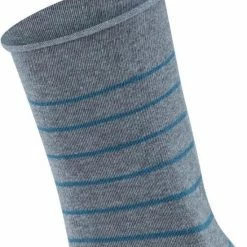 FALKE Happy Stripe 2-Pack Zacht Met Motief Versterkt Hoogwaardig Mid-rise Robuust Ademend Dekkend Set Kort Gestreept Katoen Multipack Grijs Dames Sokken - Maat 35-38 -Exporteren beenmode winkel 550x657