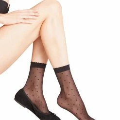 FALKE Dot Kledingsok Transparent Met Motief Fijn Elegant Matt Comfortabel Zacht Ultra Sheer 15 Denier Zwart Dames Pantykousen - Maat 35-38