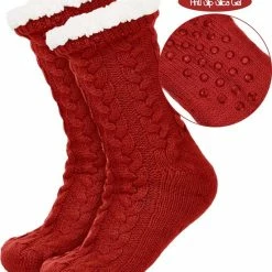 JAXY Huissokken - Huissokken Dames En Heren - Verwarmde Sokken - Anti Slip Sokken - Fleece Sokken - Dikke Sokken - Fluffy Sokken - Slofsokken - Warme Sokken - Bedsokken - Gevoerde Sokken - Winter Sokken - 2 Paar - Rood En Petrol -Exporteren beenmode winkel 550x662 1