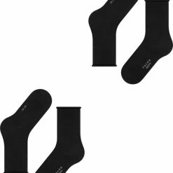 FALKE Happy 2-Pack Zacht Zonder Motief Versterkt Hoogwaardig Mid-rise Robuust Ademend Dekkend Set Katoen Multipack Zwart Dames Sokken - Maat 35-38 -Exporteren beenmode winkel 550x667 5