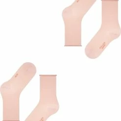 FALKE Happy 2-Pack Zacht Zonder Motief Versterkt Hoogwaardig Mid-rise Robuust Ademend Dekkend Set Katoen Multipack Roze Dames Sokken - Maat 39-42 -Exporteren beenmode winkel 550x668 1