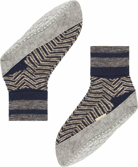FALKE Cosyshoe Herringbone Slofsok Lang Met Patroon Met Anti-slip Noppen Gestreept Maagdelijke Wol Blauw Dames Sokken - Maat 41-42 9 FALKE Cosyshoe Herringbone Slofsok Lang Met Patroon Met Anti-slip Noppen Gestreept Maagdelijke Wol Blauw Dames Sokken - Maat 41-42 - Afbeelding 7