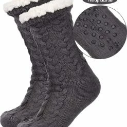 JAXY Huissokken - Huissokken Dames En Heren - Verwarmde Sokken - Anti Slip Sokken - Fleece Sokken - Dikke Sokken - Fluffy Sokken - Slofsokken - Warme Sokken - Bedsokken - Gevoerde Sokken - Winter Sokken - 2 Paar - Roze + Grijs -Exporteren beenmode winkel 550x677