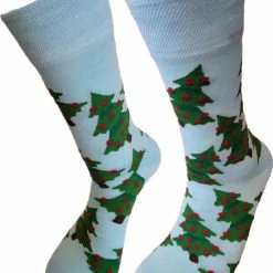 Merkloos Verjaardag Cadeau - Kerst - Grappige Sokken - Kerstbomen Sokken - Leuke Sokken - Vrolijke Sokken – Valentijn Cadeau - Luckyday Socks - Cadeau Sokken - Socks Waar Je Happy Van Wordt – Maat42-47