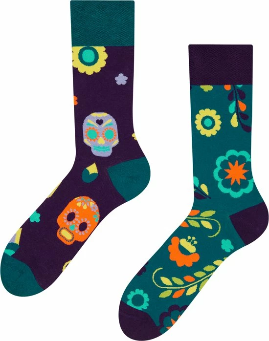 Good Mood Sokken - Schedels En Bloemen - Maat 39-42 3 Good Mood Sokken - Schedels En Bloemen - Maat 39-42
