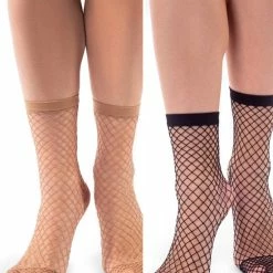 Annes Styling 2 Pack Annes Visnet Pantysokken Calzino Rete, One Size, Zwart En Beige