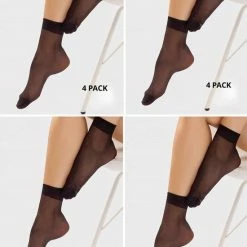 4 Paar Gabriella Drukvrije Pantysokjes Super, Lycra 15DEN, Teengedeelte Verstevigd, One Size, Zwart (nero)