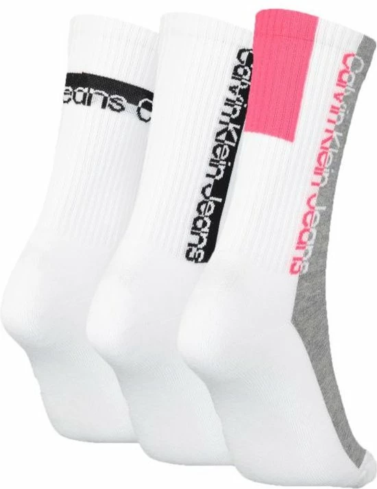 Calvin Klein Dames Sokken Athleisure - 3 Paar CK Sportsokken Wit/Grijs/Roze - Maat 37-41 4 Calvin Klein Dames Sokken Athleisure - 3 Paar CK Sportsokken Wit/Grijs/Roze - Maat 37-41 - Afbeelding 2