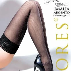 Lores Imalia Lurex Hold Up Kousen 20DEN Met Kanten Band, Zwart &lurex, Maat 1-2 ( XS-S) -Exporteren beenmode winkel 550x725 2