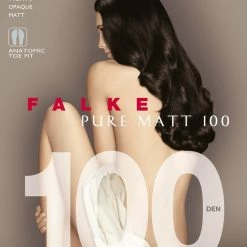 FALKE Pure Matt Ondoorzichtig Dun Fijn Versterkt Zacht Zonder Motief Effen Mat Elegant Comfortabel Ondoorzichtig 100 Denier Zwart Dames Panty - Maat S-M -Exporteren beenmode winkel 550x727 1