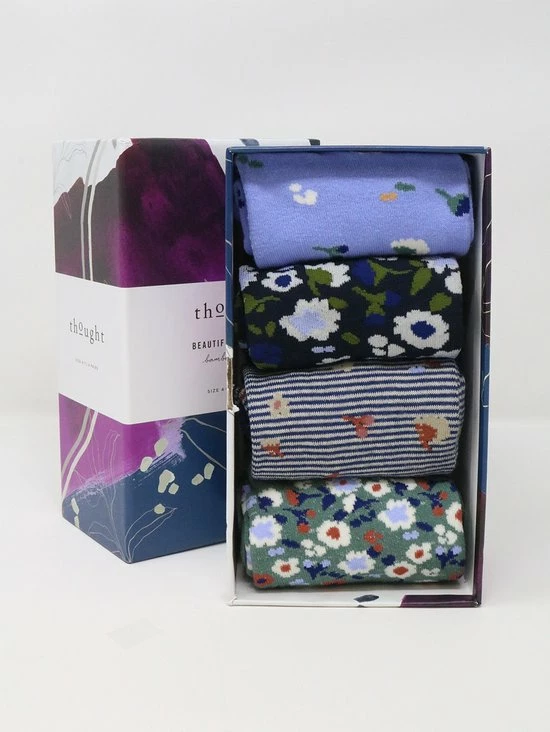 Thought Damessokken Biologisch Katoen In Cadeaudoos - Ditsy Floral 3 Thought Damessokken Biologisch Katoen In Cadeaudoos - Ditsy Floral