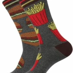 Merkloos Frietjes-Hamburgers-Sokken-Unisex-Onesize-Grappig