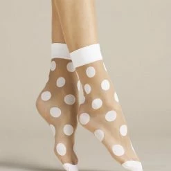 2 Pack Fiore Dunne Pantysokken Met Stippen Virginia 20DEN Nude/Wit