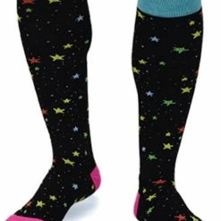 GrandSock Compressiesokken - Compressie Sokken - Kousen - Zwart - Print Sterren - L / XL