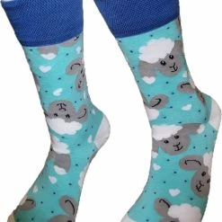 Merkloos Verjaardag Cadeau - Grappige Sokken - Schaapjes Sokken - Leuke Sokken - Vrolijke Sokken – Valentijn Cadeau - Luckyday Socks - Cadeau Sokken - Socks Waar Je Happy Van Wordt – Maat 35-38