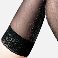 Lores Imalia Lurex Hold Up Kousen 20DEN Met Kanten Band, Zwart &lurex, Maat 1-2 ( XS-S) -Exporteren beenmode winkel 550x744 8