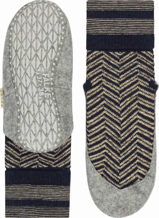 FALKE Cosyshoe Herringbone Slofsok Lang Met Patroon Met Anti-slip Noppen Gestreept Maagdelijke Wol Blauw Dames Sokken - Maat 41-42 6 FALKE Cosyshoe Herringbone Slofsok Lang Met Patroon Met Anti-slip Noppen Gestreept Maagdelijke Wol Blauw Dames Sokken - Maat 41-42 - Afbeelding 4