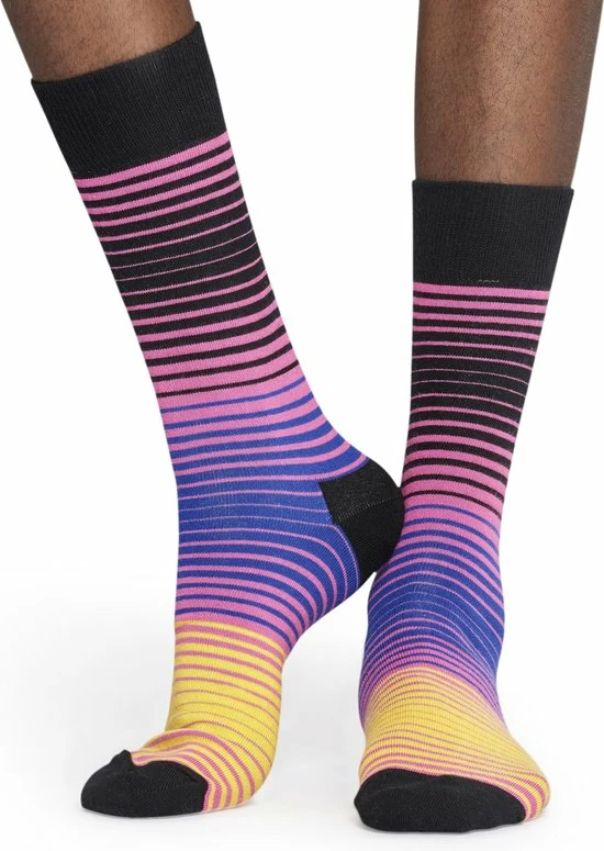 Happy Socks Sokken Stripe Zwart Roze Geel Blauw Unisex - Maat 36-40 4 Happy Socks Sokken Stripe Zwart Roze Geel Blauw Unisex - Maat 36-40 - Afbeelding 2