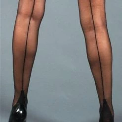 Pretty Polly - Nylons Gloss 10 Denier Backseam - S/M - Zwart - Naadpanty