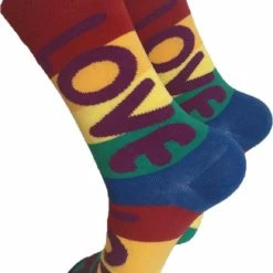 Merkloos Verjaardag Cadeautje Voor Hem En Haar - Regenboog Sokken - Gay Pride Love Sokken - Leuke Sokken - Vrolijke Sokken - Luckyday Socks - Sokken Met Tekst - Aparte Sokken - Socks Waar Je Happy Van Wordt - Maat 37-44