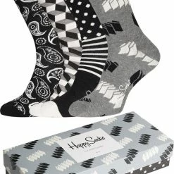 Happy Socks - Gift Box 4-pack Sokken Optic Zwart / Wit / Grijs - 36-40 -Exporteren beenmode winkel 550x796 1